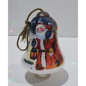 Ne'Qwa Susan Winget Reverse Painted Glass Santa Ornament The Joy You Give